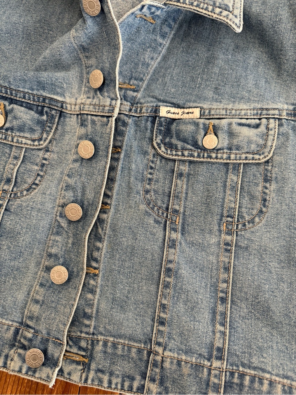 VINTAGE Guess Light Blue Denim Sleeveless vest - Picture 3 of 5